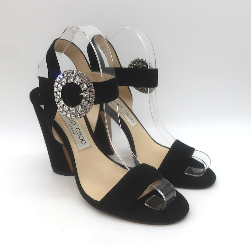 Jimmy Choo Mischa Crystal-Buckle Ankle Strap Sandals 