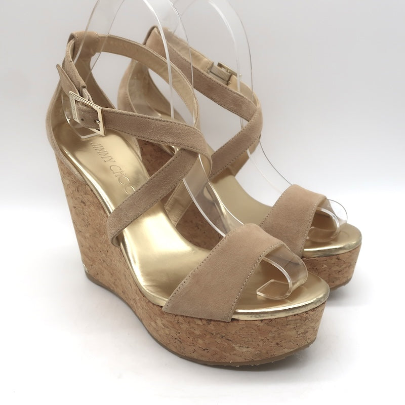 Jimmy Choo Portia Crisscross Cork Platform Wedge Sandals 