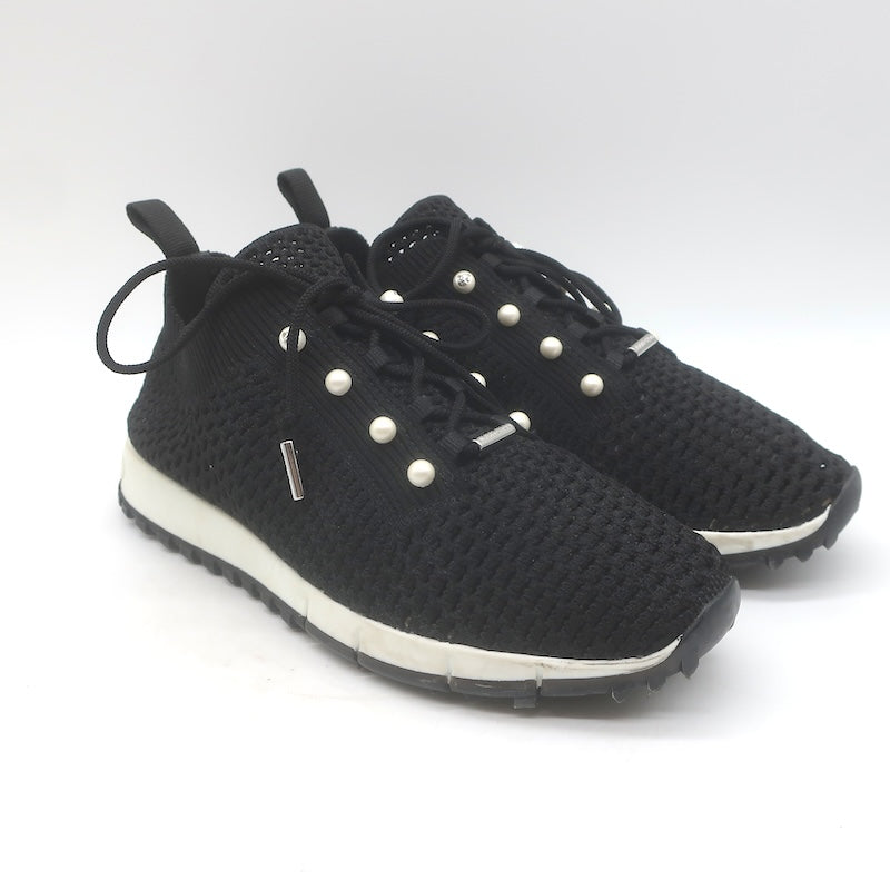 Jimmy Choo Veles Faux Pearl-Embellished Knit Sneakers
