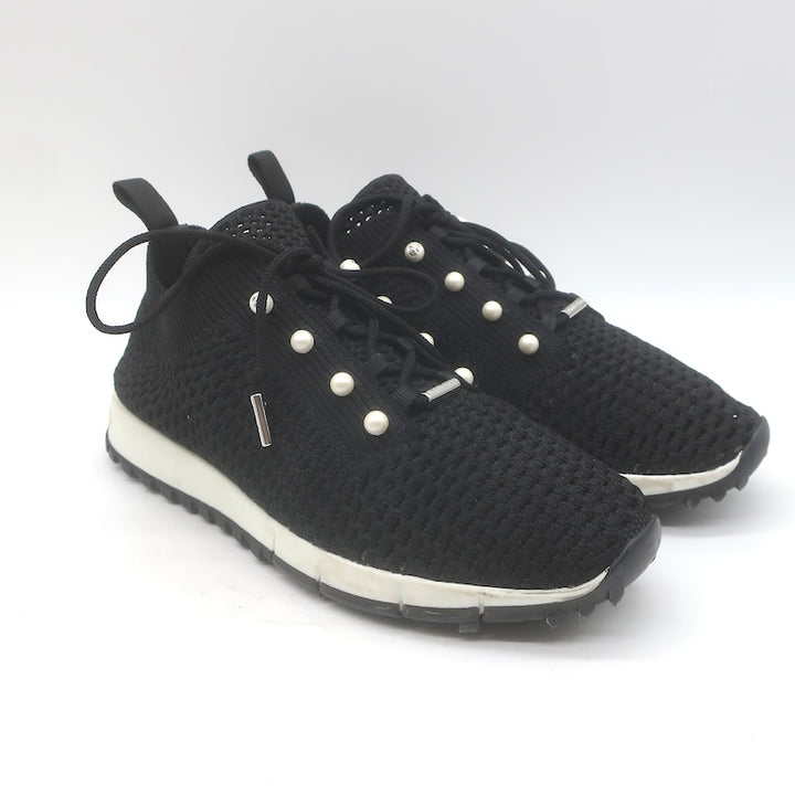 Jimmy Choo Veles Faux Pearl-Embellished Knit Sneakers