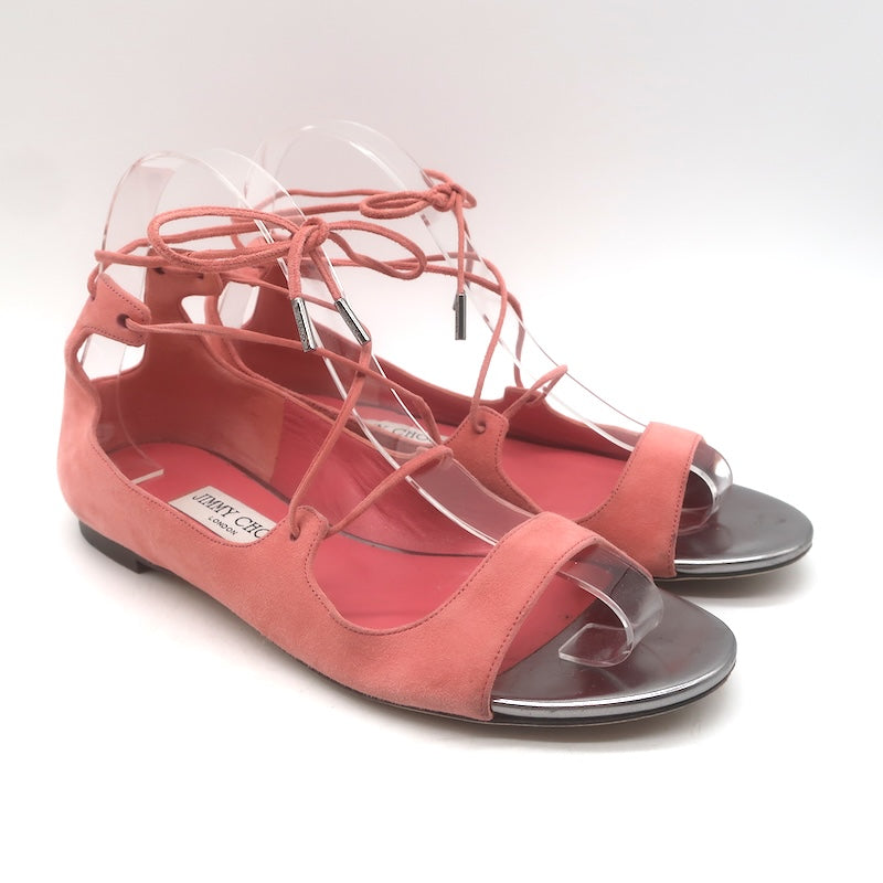 Jimmy Choo Vernie Lace-Up Flat Sandals 