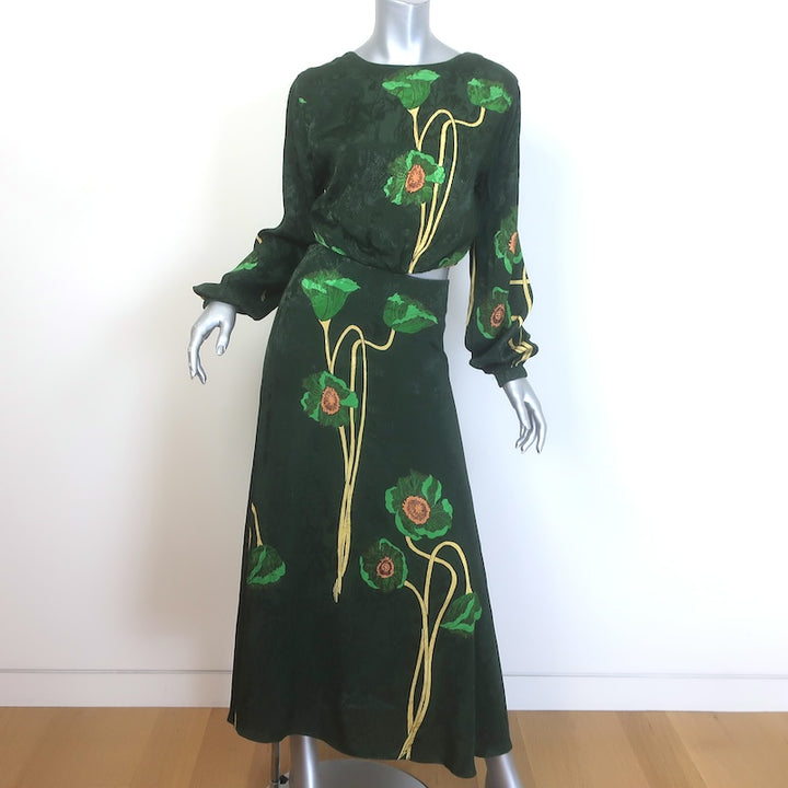 Johanna Ortiz Floral Jacquard Reversible Crop Top &amp; Midi Skirt Set 
