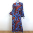 Johanna Ortiz Indus Valley Blouson Sleeve Maxi Dress Blue Printed Silk Size 6