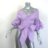 Johanna Ortiz Rosemary Gingham Wrap Top Lavender/White Size Extra Small