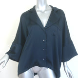 Joie Desmonda Pajama Top Navy Satin Size Large