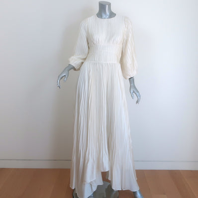 Jonathan Simkhai Ames Pleated Midi Dress Ivory Satin Size 6