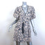 Jonathan Simkhai Belted Puff Sleeve Mini Dress Beige/Navy Floral Print Size 6