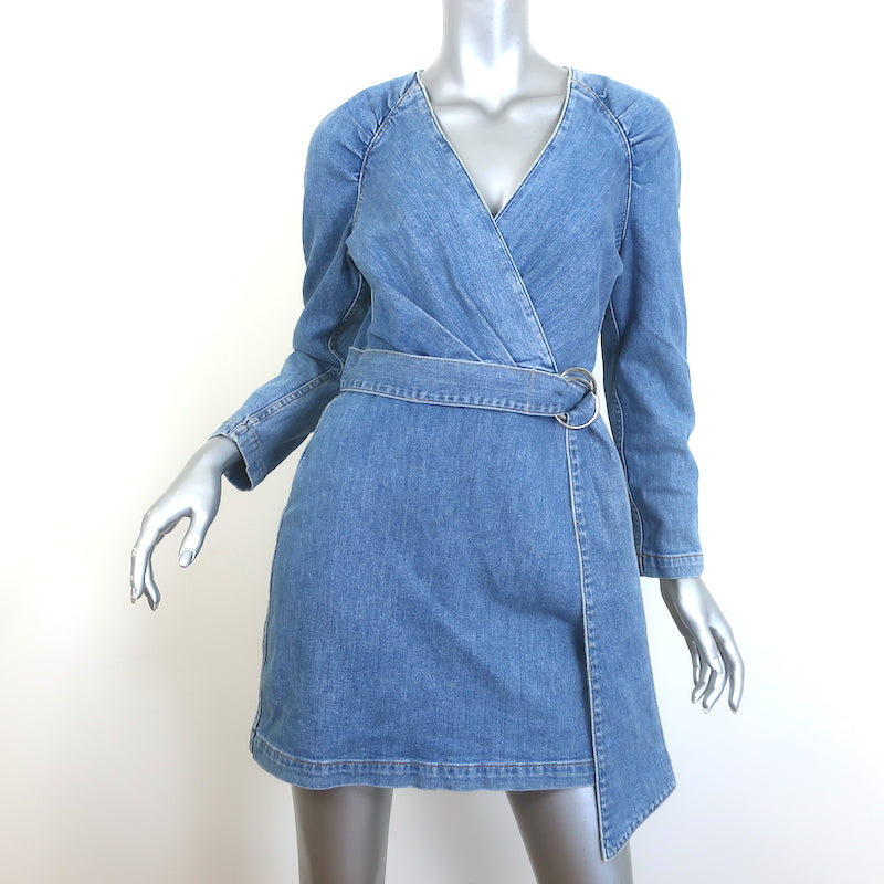 Jonathan Simkhai Denim Mini Wrap Dress Blue Stretch Cotton Size 4 Celebrity Owned Jonathan Simkhai Denim Mini Wrap Dress Blue Stretch Cotton Size 4 Celebrity Owned