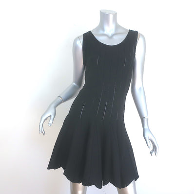 Jonathan Simkhai Fit & Flare Dress Black Pointelle Stretch Knit Size Extra Small