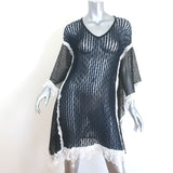 Jonathan Simkhai Ruffled Lace-Trim Crochet Cover-Up Dress Navy Size Small NEW
