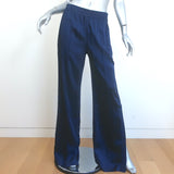 Jonathan Simkhai Side-Slit Track Pants Navy Stretch Sateen Size 8 NEW