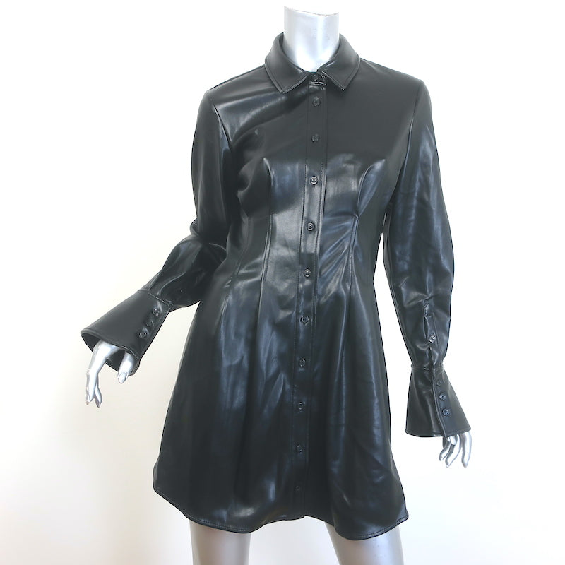 Jonathan Simkhai Soiele Faux Leather Mini Shirtdress Black Size 6 –  Celebrity Owned