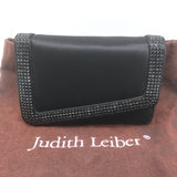 Judith Leiber Crystal-Trimmed Mini Flap Clutch Black Satin
