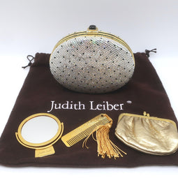 Judith Leiber Polka Dot Swarovski Crystal Round Minaudiere Clutch 