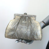 Judith Leiber Ring Lizard Clutch Gray/Cream Mini Chain Strap Crossbody Bag