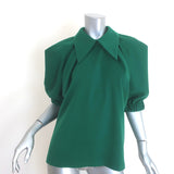 Julia Allert Puff Sleeve Collared Blouse Green Size Extra Small