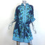 Juliet Dunn Blouson Tie-Waist Mini Dress Navy Floral Print Cotton Size 3