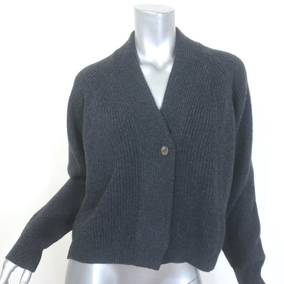 Jumper 1234 Merino Rib Cardigan Charcoal Wool Size 2