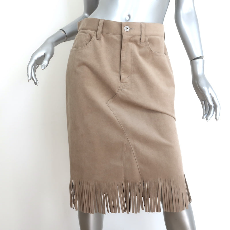 Junya Watanabe Comme des Garcons Faux Suede Fringe Skirt Beige Size Medium NEW