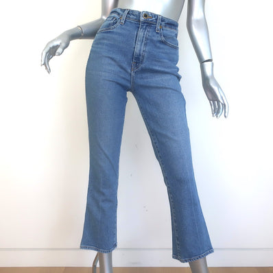 KHAITE Benny Crop Flare Jeans Blue Stretch Denim 