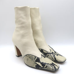 KHAITE Nevada Snake-Embossed Cap Toe Stretch Leather Ankle Boots 
