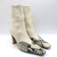 KHAITE Nevada Snake-Embossed Cap Toe Stretch Leather Ankle Boots Cream Size 38