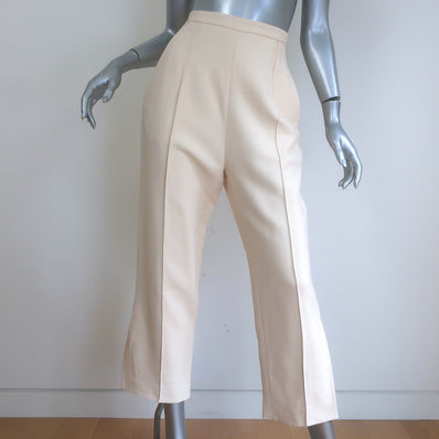 KHAITE Pintucked Cropped High Rise Trousers