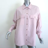 KHAITE The Bea Snap Shirt Pink Cotton Size Medium Long Sleeve Top
