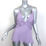 KHAITE Vita Open-Back Top Lavender Ruffled Silk Size Large