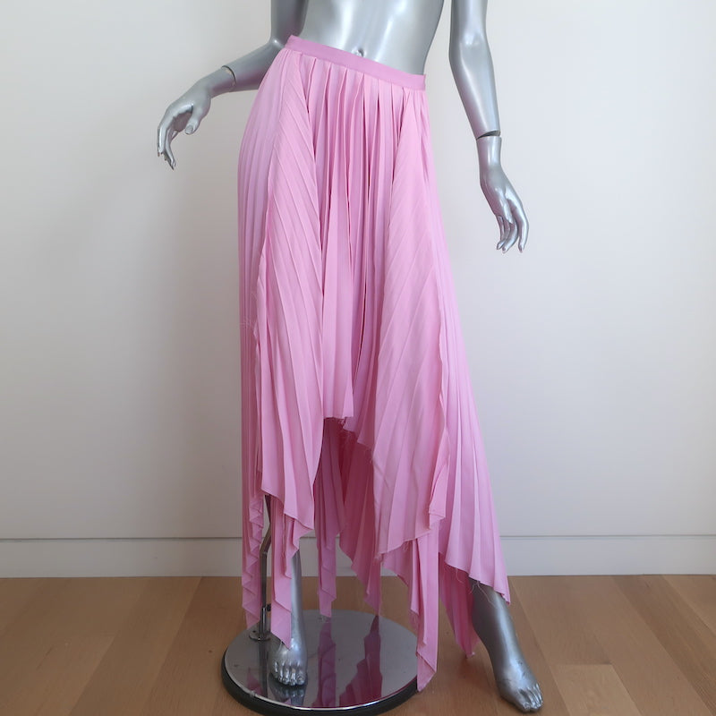 Khaite Charlotte Pleated Asymmetric Midi Skirt Pink Crepe de Chine Size 4 NEW