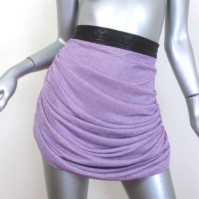 Khaite Draitton Draped Metallic Mini Skirt Lavender Size 6