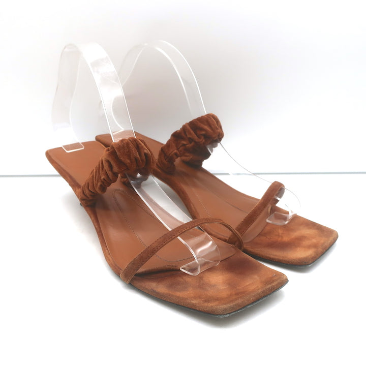 Khaite Georgia Ruched-Strap Kitten Heel Sandals
