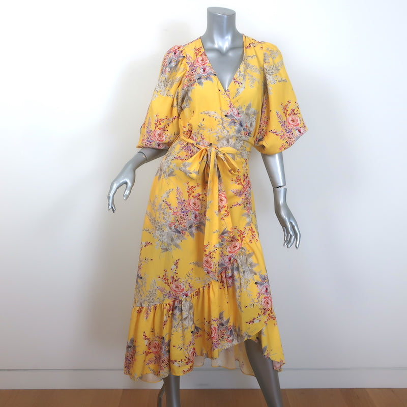Kobi Halperin Dena Midi Wrap Dress Yellow Floral