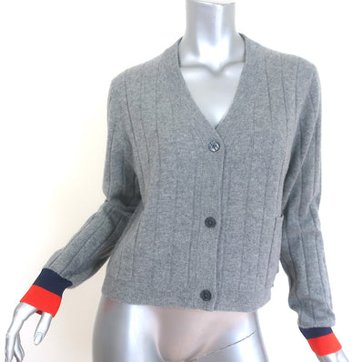 Kule The Sullivan Cashmere Cardigan Heather Grey Ribbed Knit Size Small