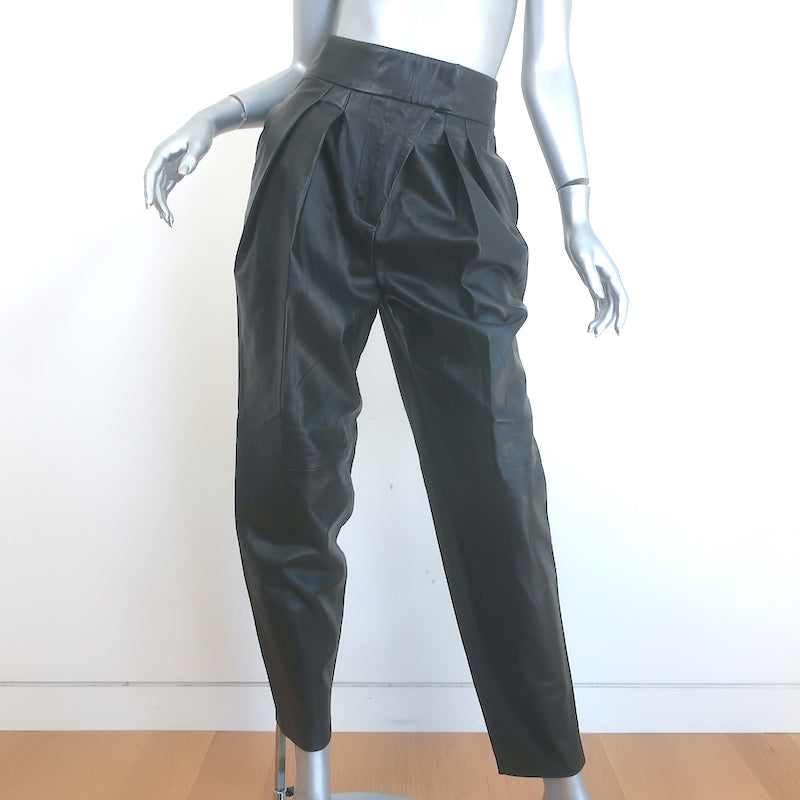 L'Academie Kathryn Pleated Leather Pants Black Size Small NEW