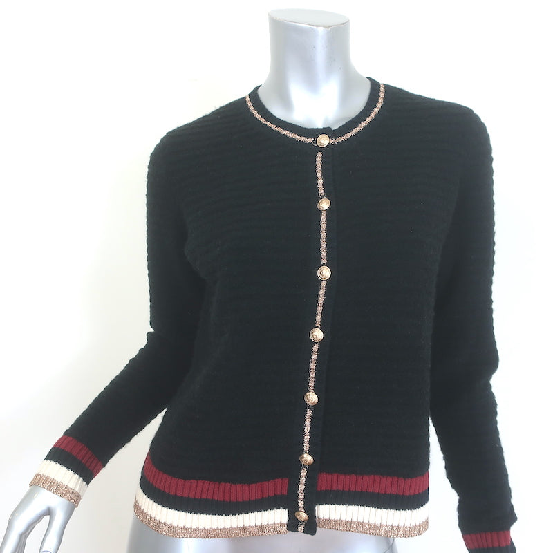 L'Agence Archer Metallic-Striped Cardigan 