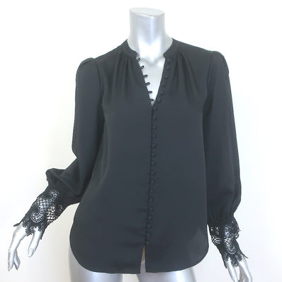 L'Agence Ava Lace Cuff Blouse Black Size Small 