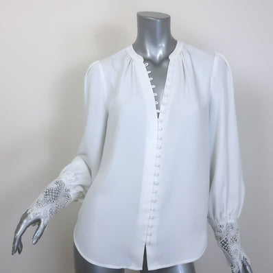 L'Agence Ava Lace Cuff Blouse White Size Medium