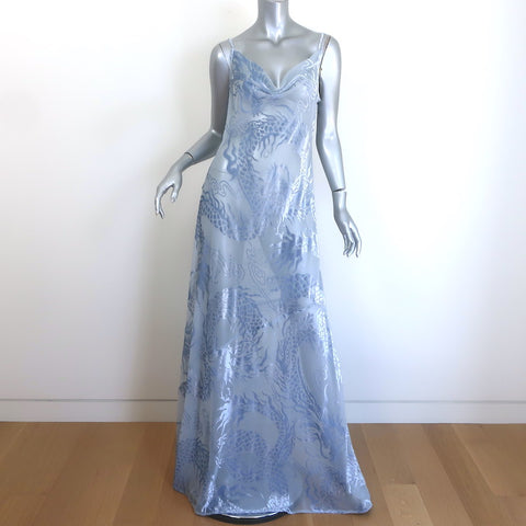 velvet cowl neck maxi dress L'Agence Christine Sz 6 – Celebrity Owned color:WHITE - OFF WHITE MULTI Slip Dress Black Dress evening party or any closet_26153