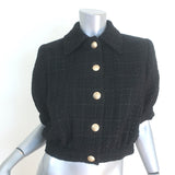 L'Agence Cove Cropped Short Sleeve Tweed Jacket Black Cotton-Blend Size 2