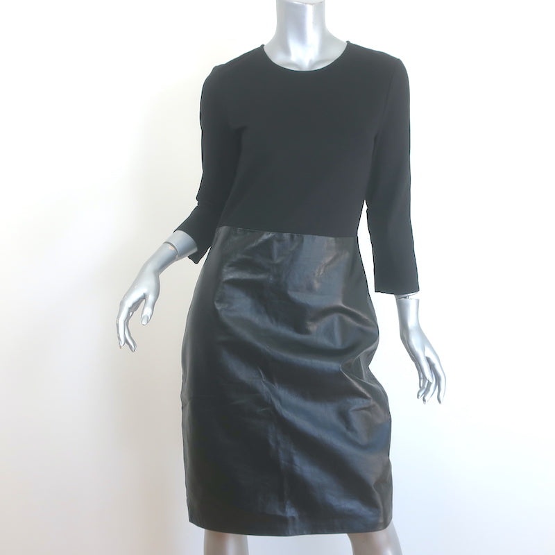 L'Agence Franci Ponte & Leather Combo Dress Black Size 6 Celebrity Owned L'Agence Franci Ponte & Leather Combo Dress Black Size 6 Celebrity Owned