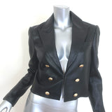 L'Agence Inez Cropped Leather Blazer Black Size 4