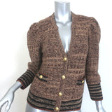 L'Agence Jenni Lurex Waffle Stitch Puff Sleeve Cardigan 