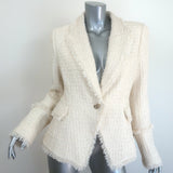 L'Agence Kaisley Waffle Tweed Blazer Cream Size 10 One-Button Jacket NEW