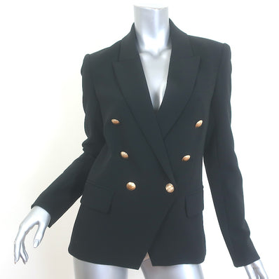 L'Agence Kenzie Double Breasted Blazer Black Stretch Suiting Size 4