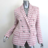 L'Agence Kenzie Double Breasted Tweed Blazer Pink/White Wool-Blend Size 8