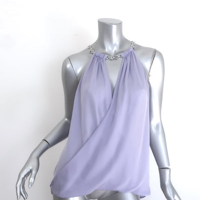 L'Agence Lina Chain-Strap Draped Top Lavender 