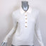 L'Agence Sterling Jewel-Button Collared Sweater Cream Cotton-Blend Size Small