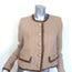 L'Agence Zaya Faux Leather-Trim Collarless Tweed Jacket Beige Size 2 NEW