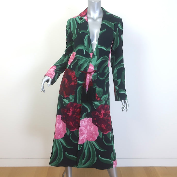La DoubleJ Duster Coat Peony Black Printed Crepe Size Extra Small